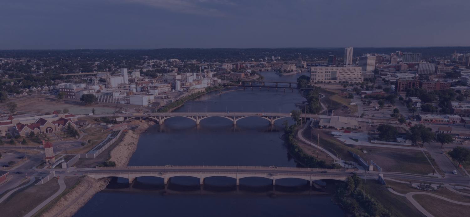 Cedar Rapids Cedar River aerial view