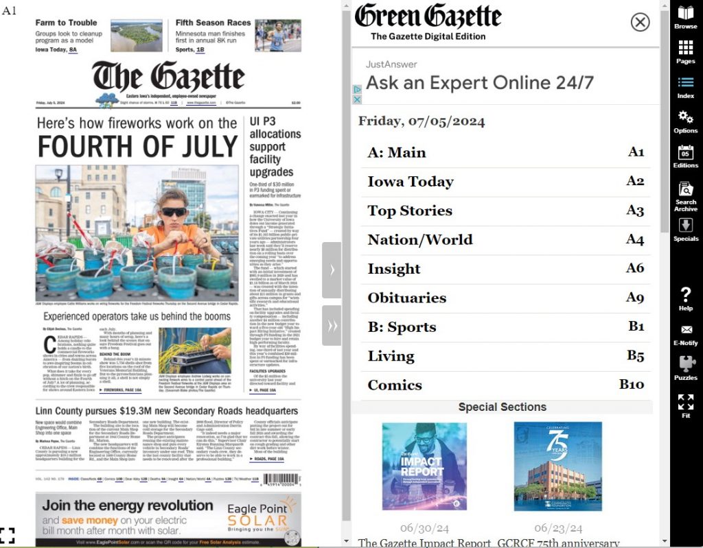 Using the Green Gazette Digital Edition