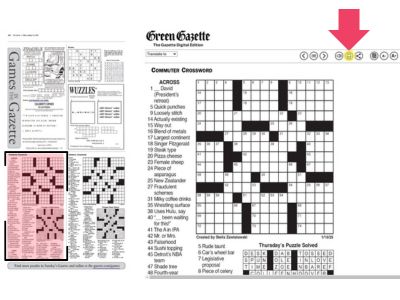print an article or puzzle by selecting it first, then clicking the printer icon on the top right menu - your printer must be connected to your device to print